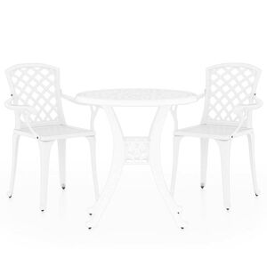 vidaXL Bistro garnitura 3-delna liti aluminij bela