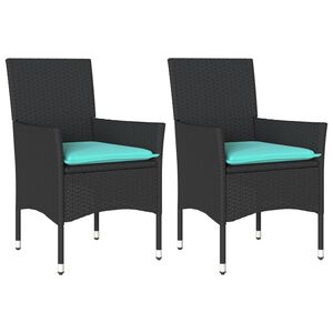 vidaXL Vrtni stoli z blazinami 2 kosa črn poli ratan