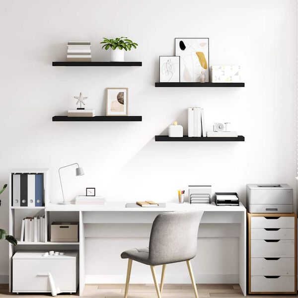 vidaXL Stenske police 4 kosi črne 80x23,5x3,8 cm MDF