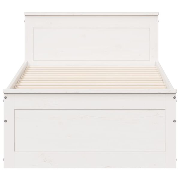 vidaXL Posteljni okvir brez vzmetnice z vzglavjem 90x200 cm borovina