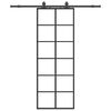 vidaXL Drsna vrata z opremo črna 76x205 cm ESG steklo