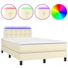 vidaXL Box spring postelja z vzmetnico LED krem 120x200cm umetno usnje