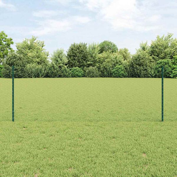 vidaXL Ograja s stebrom Zelena 0,8 x 10 m Jeklo in PVC