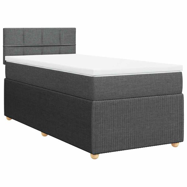 vidaXL Box spring postelja z vzmetnico temno siva 90x200 cm blago