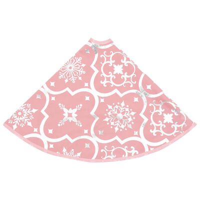 vidaXL Razkošna podloga za novoletno jelko z nogavico roza 90 cm
