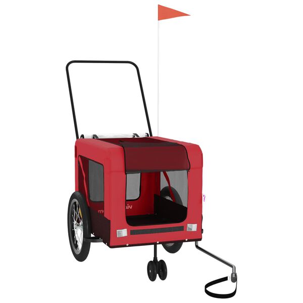 vidaXL Kolesarska prikolica za hišne ljubljenčke rdeča in črna