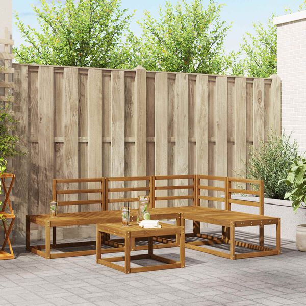 vidaXL Zunanja garnitura za sedenje 5 Kos Naravna Masiven les akacije