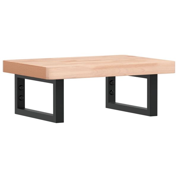 vidaXL Stenska polica za umivalnik jeklo in trdna bukovina