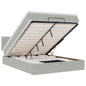 vidaXL Otomanski postelja z vzmetnico svetlo siv 140x200 cm žamet