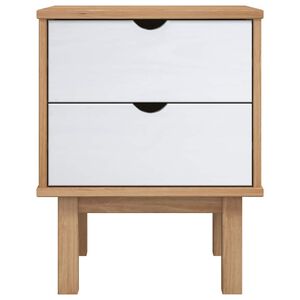 vidaXL Nočna omarica OTTA rjava in bela 45x39x57 cm trdna borovina
