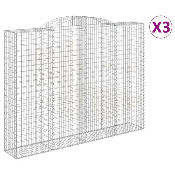 vidaXL Obokane gabion košare 3 kosa 300x50x220/240 cm pocinkano železo