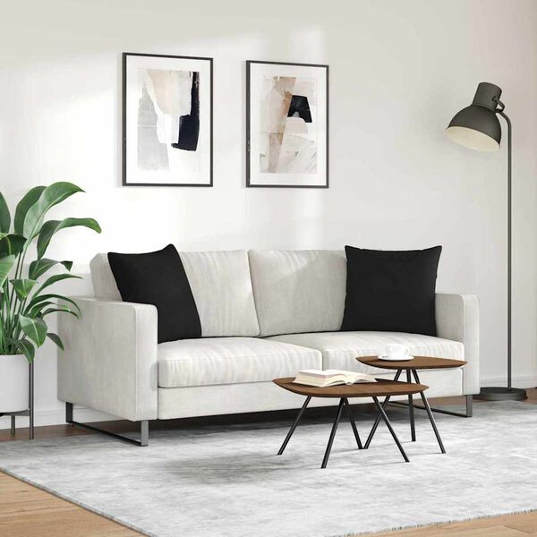 vidaXL Blazine za kavč 2 pcs Črna 50 x 50 cm blago