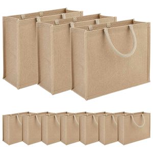 vidaXL Jutene torbe 10 pcs Naravna 42 x 33 x 19 cm 100% Tossa juta