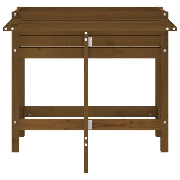 vidaXL Vrtno korito z zložljivo mizo medeno rjava trdna borovina