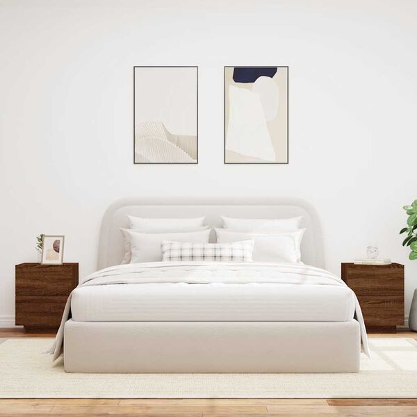 vidaXL Nočna omarica z LED lučkami 2 kosa rjavi hrast inženirski les