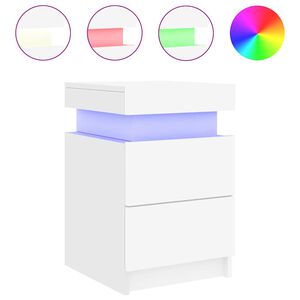 vidaXL Nočna omarica z LED lučkami bela 35x39x55 cm