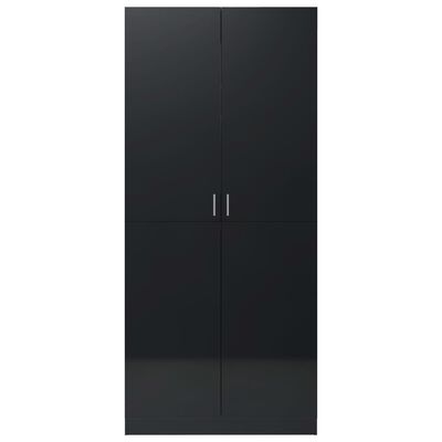 vidaXL Garderobna omara visok sijaj črna 80x52x180 cm iverna plošča