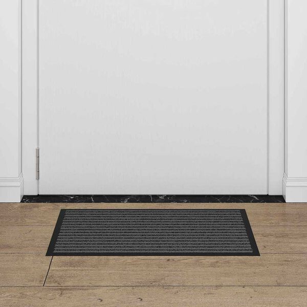 vidaXL Doormat Črtasto Črna in siva 40 x 60 cm Polipropilen in PVC
