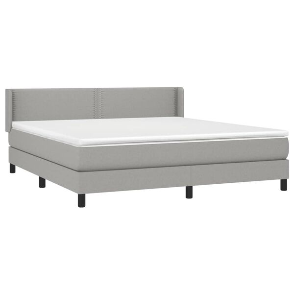 vidaXL Box spring postelja z vzmetnico svetlo siva 180x200 cm blago