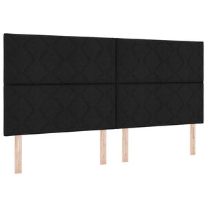 vidaXL LED Box Spring Postelja z vzglavjem Črna 200 x 200 cm blago