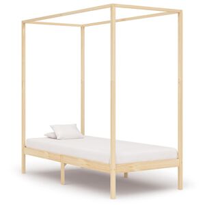 vidaXL Posteljni okvir z baldahinom iz trdne borovine 100x200 cm