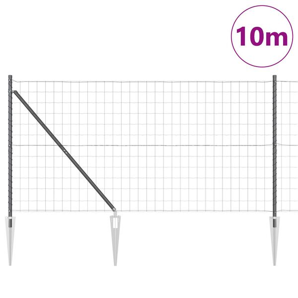vidaXL Ograja s stebrom Siva 1,2 x 10 m Jeklo in PVC