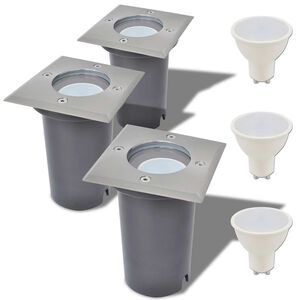 vidaXL Zunanje LED talne svetilke 3 kosi kvadratne