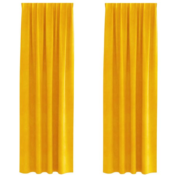 vidaXL Zatemnitvene zavese 2 pcs Gorčična rumena 140 x 260 cm Žamet