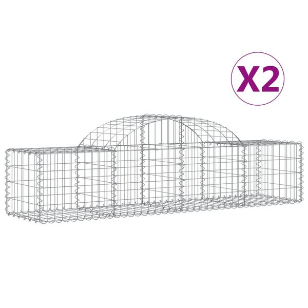 vidaXL Obokane gabion košare 2 kosi 200x50x40/60 cm pocinkano železo