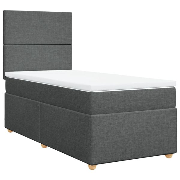 vidaXL Box spring postelja z vzmetnico temno siva 90x190 cm blago