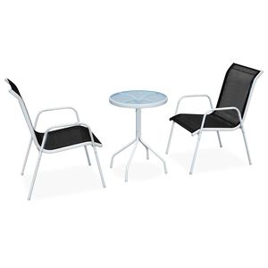 vidaXL Bistro garnitura 3-delna jeklo črna