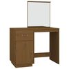 vidaXL Toaletna mizica medeno rjava 95x50x134 cm trdna borovina