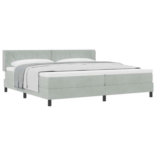 vidaXL Postelja z vzmetnico Svetlo siva 200 x 200 cm Poliester