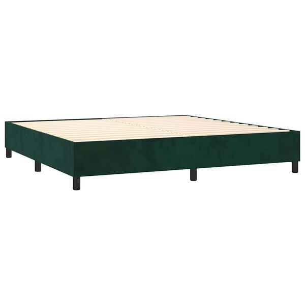 vidaXL Box spring postelja z vzmetnico temno zelena 200x200 cm žamet