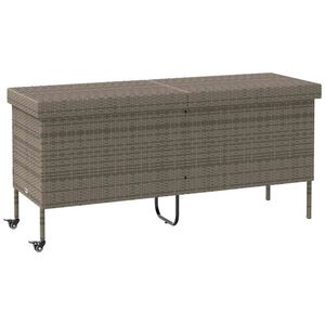 vidaXL Vrtna shranjevalna &scaron;katla s kolesi siva 160x55x75 cm poli ratan