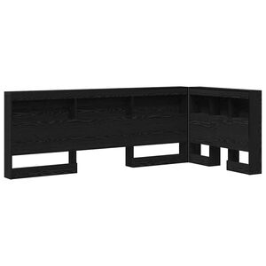 vidaXL Skladi&scaron;čni naslon s polico Črna Orehovina 75 cm Konstruiran les