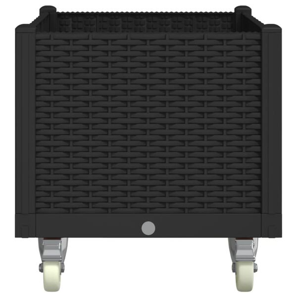 vidaXL Cvetlično korito s kolesi črno 80x50x54 cm PP