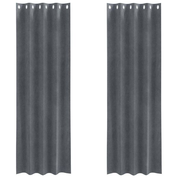 vidaXL Zatemnitvene zavese 2 pcs Svetlo siva 140 x 260 cm Žamet