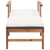 vidaXL Ležalnik z blazino poli ratan in trden akacijev les črn