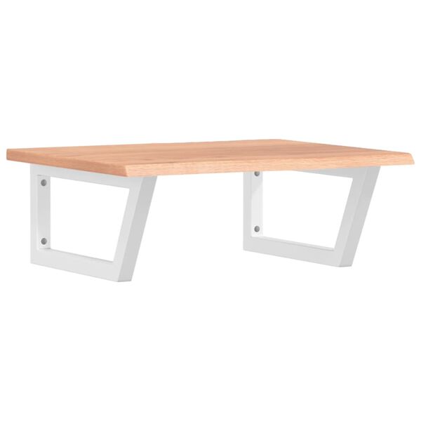 vidaXL Stenska polica za umivalnik jeklo in trdna hrastovina