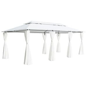 vidaXL Paviljon z zavesami 600x298x270 cm bel 180g/m&sup2;