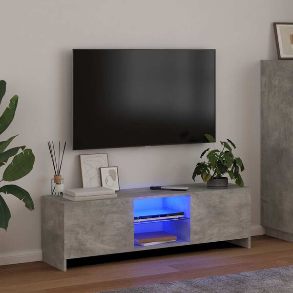 vidaXL TV omarica z LED lučkami betonsko siva 120x30x36 cm