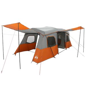 vidaXL Tenda z dežno za&scaron;čito, odporna na vodo 3-osebni Siva in oranžna