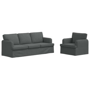 vidaXL Kavčna garnitura 2 pcs Temno siva 144 x 80 x 85 cm blago