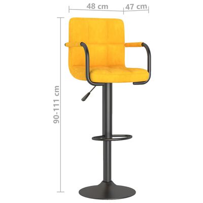 vidaXL Barski stolčki 2 kosa gorčično rumen žamet