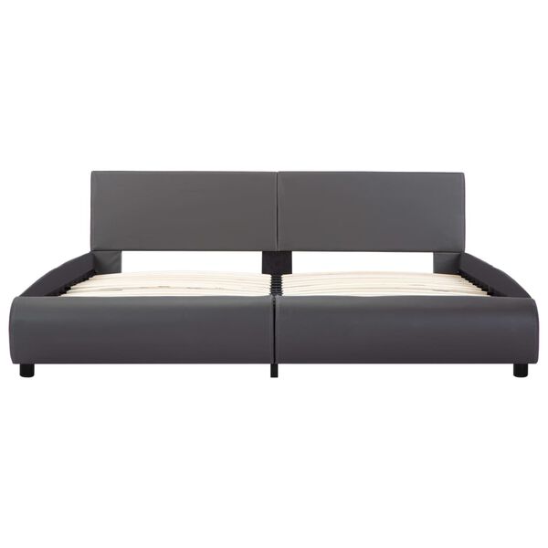 vidaXL Posteljni okvir LED sivo umetno usnje 160x200 cm