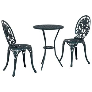 vidaXL Vrtnik Bistro Set 3 kos Zelena Aluminij