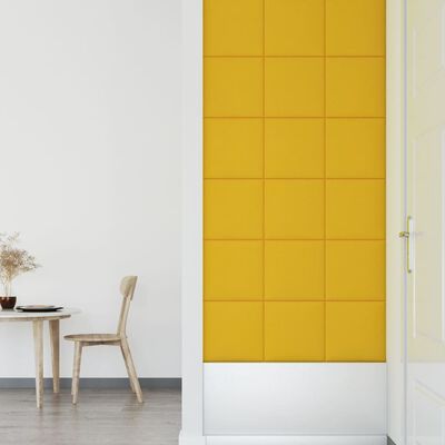 vidaXL Stenski paneli 12 kosov rumeni 30x30 cm žamet 1,08 m²