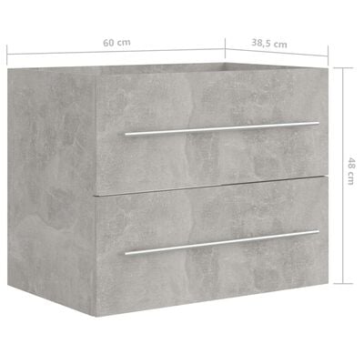 vidaXL Omarica za umivalnik betonsko siva 60x38,5x48 cm iverna plošča