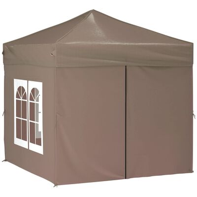 vidaXL Zložljiv vrtni šotor s stranicami taupe 2x2 m